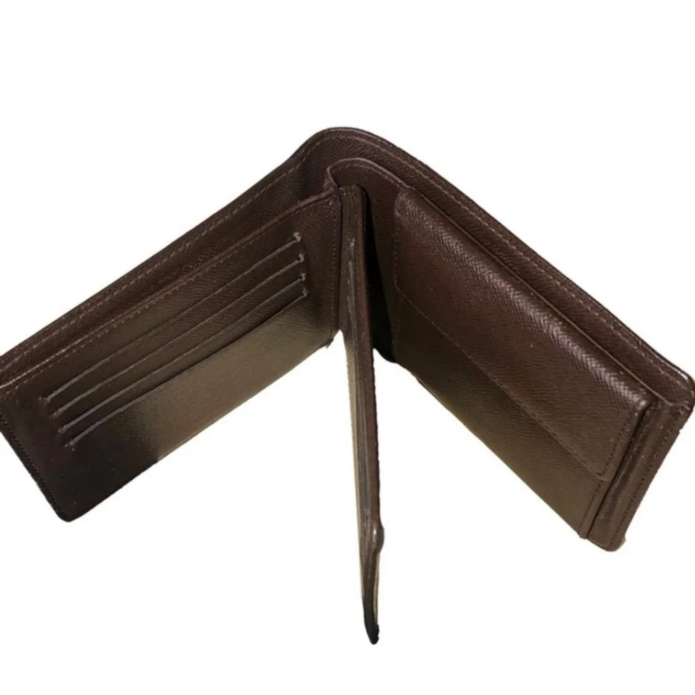 Men LOUIS VUITTON Damier Ebene Portefeiulle Florin Bifold Brown Checkered Wallet
